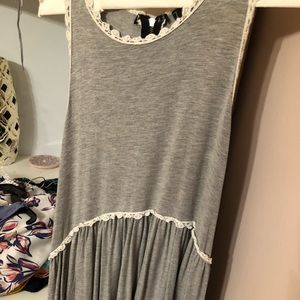 Lace trim Grey tank top